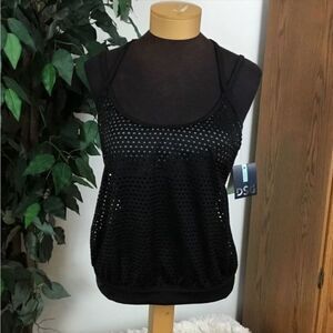 Dicks Sporting Goods tankini Woman’s Med black mesh with‎ gray bra